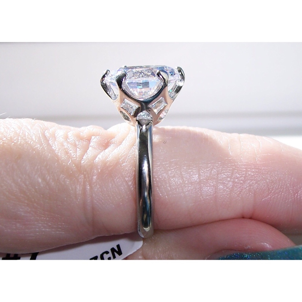 Solitaire Round Cut Cubic Zirconia Ring 6.84 Carat Stainless Steel - Picture 7 of 16